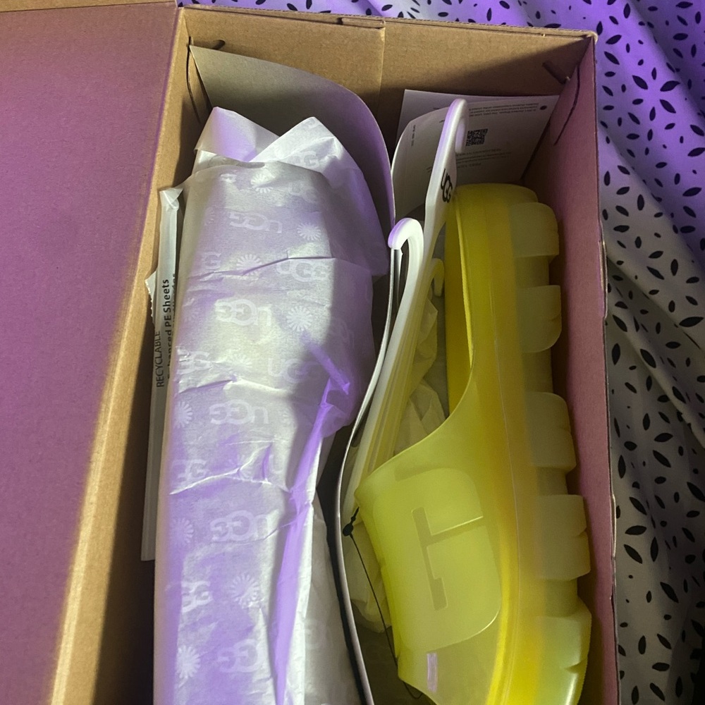 UGG Yellow Jella Clear Slide Sandals